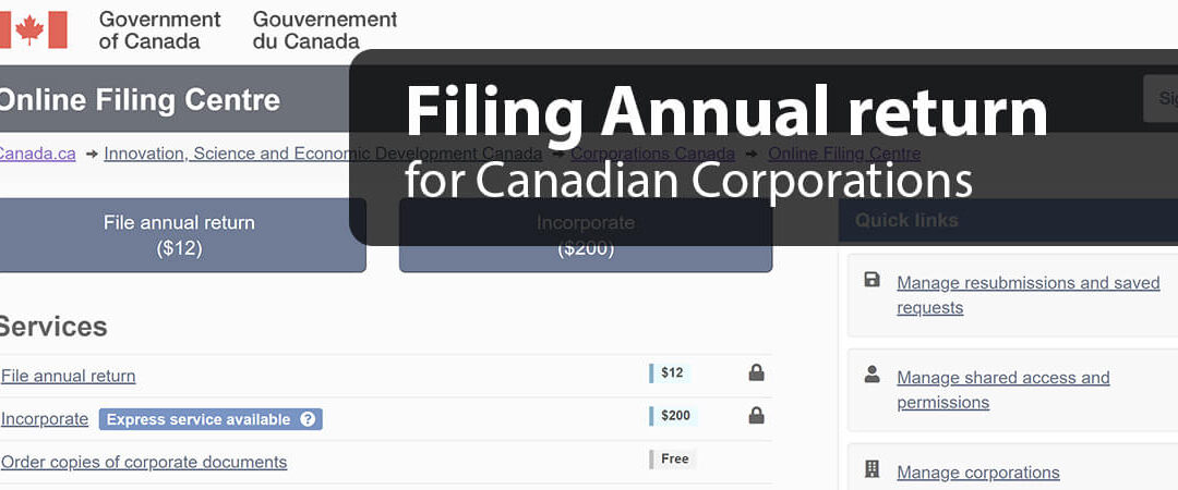 Filing annual return for Canadian corporations